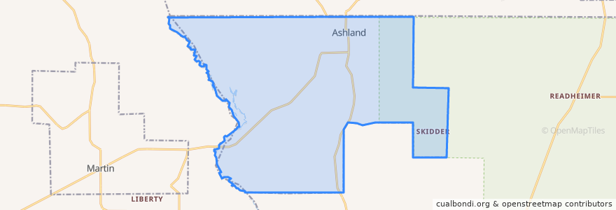 Mapa de ubicacion de Ashland.