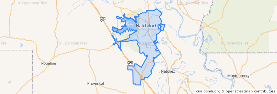 Mapa de ubicacion de Natchitoches.