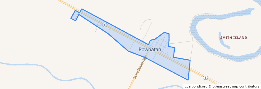 Mapa de ubicacion de Powhatan.