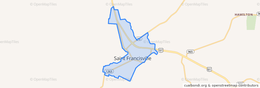 Mapa de ubicacion de St. Francisville.