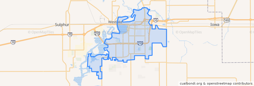 Mapa de ubicacion de Lake Charles.