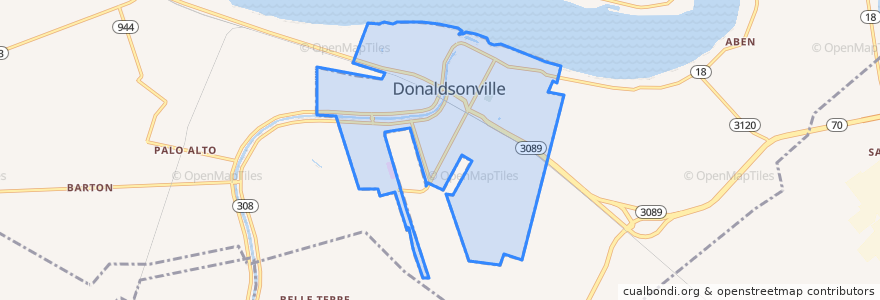 Mapa de ubicacion de Donaldsonville.