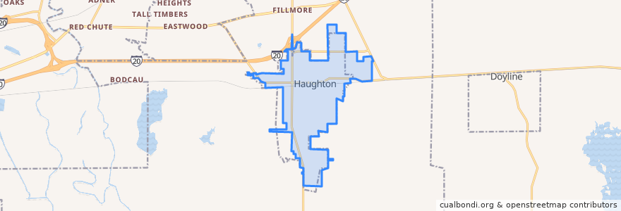 Mapa de ubicacion de Haughton.