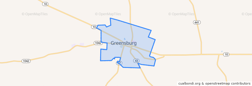 Mapa de ubicacion de Greensburg.