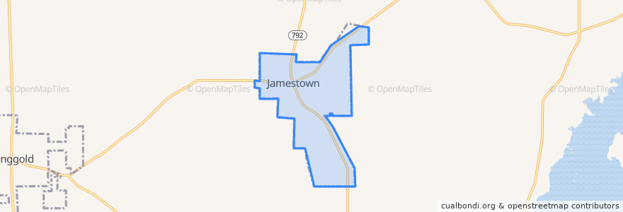 Mapa de ubicacion de Jamestown.