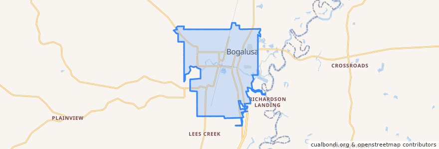 Mapa de ubicacion de Bogalusa.