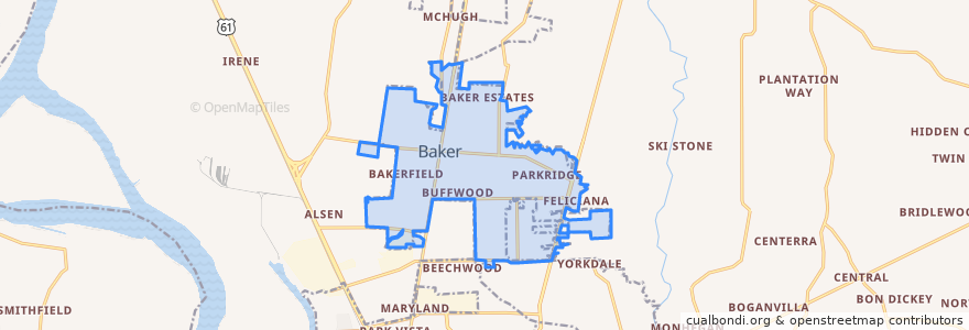 Mapa de ubicacion de Baker.