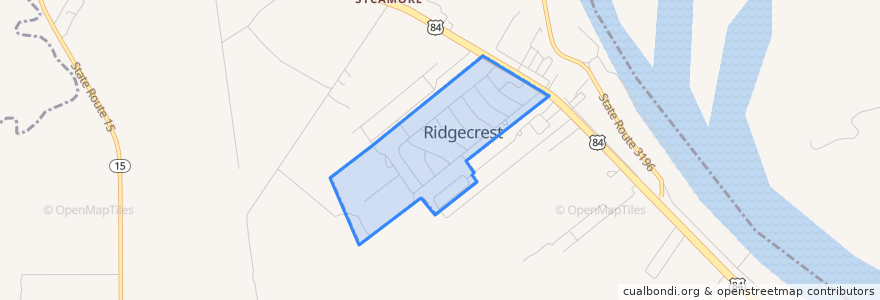 Mapa de ubicacion de Ridgecrest.