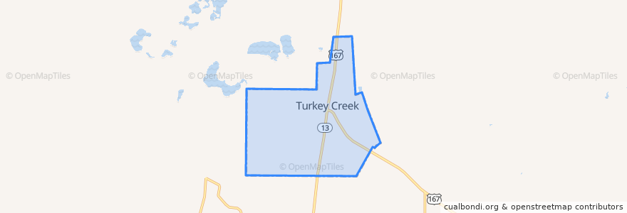 Mapa de ubicacion de Turkey Creek.