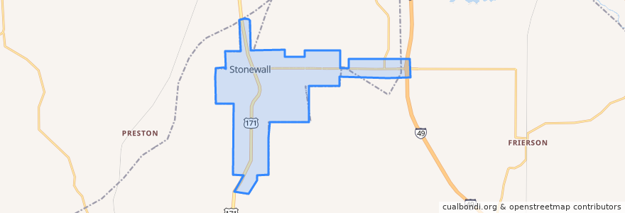 Mapa de ubicacion de Stonewall.