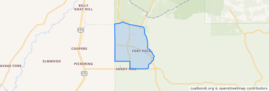 Mapa de ubicacion de Fort Polk South.