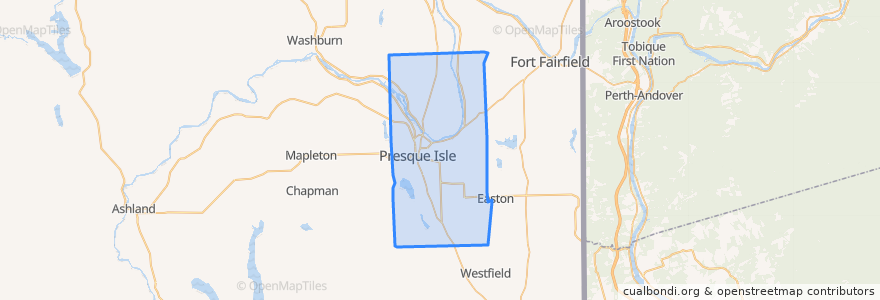 Mapa de ubicacion de Presque Isle.