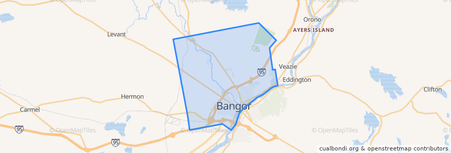 Mapa de ubicacion de Bangor.