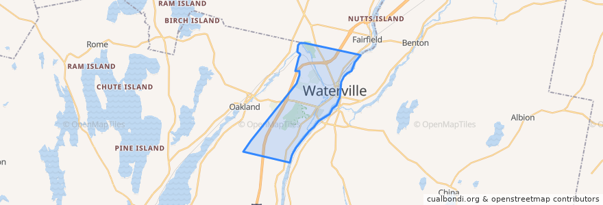 Mapa de ubicacion de Waterville.