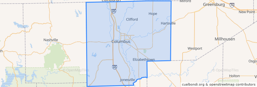 Mapa de ubicacion de Bartholomew County.