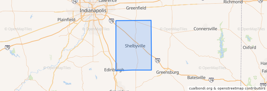 Mapa de ubicacion de Shelby County.