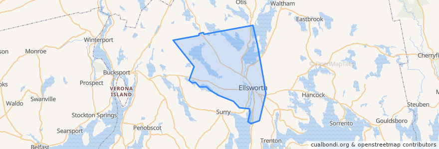 Mapa de ubicacion de Ellsworth.