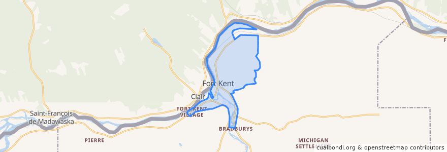 Mapa de ubicacion de Fort Kent.