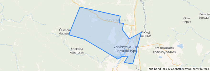 Mapa de ubicacion de городской округ Верхняя Тура.