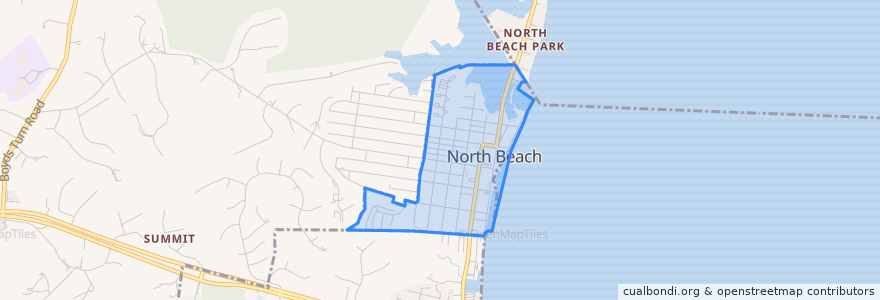 Mapa de ubicacion de North Beach.