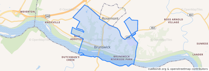 Mapa de ubicacion de Brunswick.