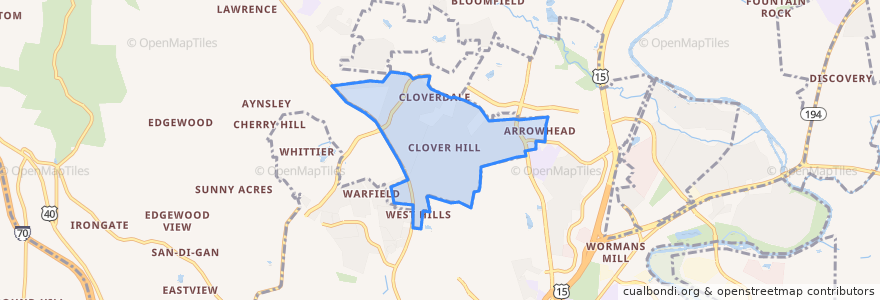 Mapa de ubicacion de Clover Hill.