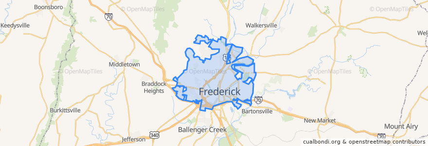 Mapa de ubicacion de Frederick.