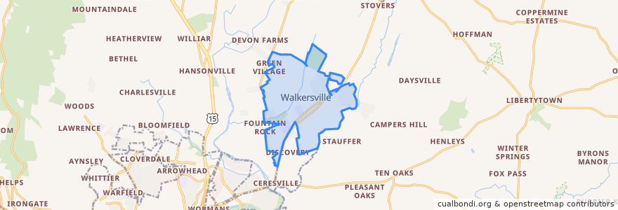 Mapa de ubicacion de Walkersville.