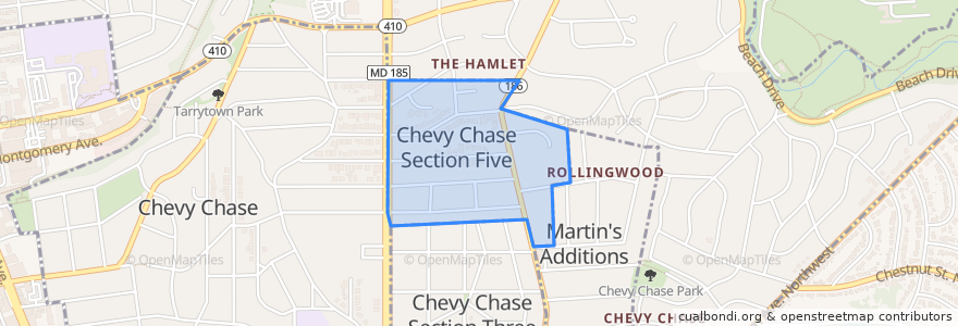 Mapa de ubicacion de Chevy Chase Section Five.