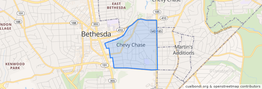 Mapa de ubicacion de Chevy Chase.