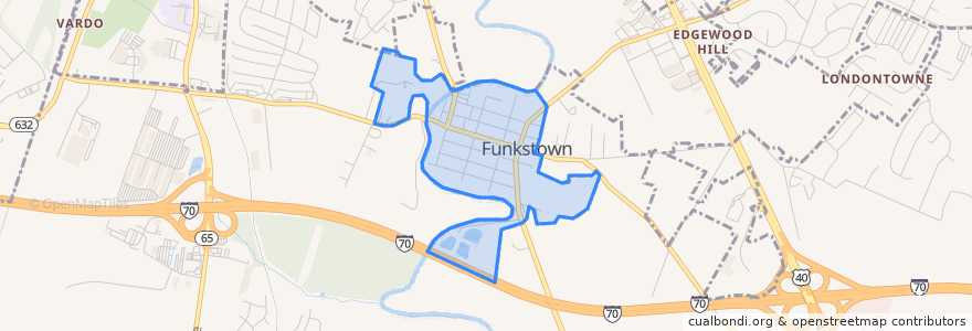 Mapa de ubicacion de Funkstown.