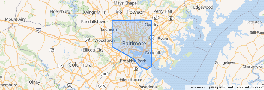 Mapa de ubicacion de Baltimore.