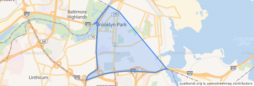 Mapa de ubicacion de Brooklyn Park.