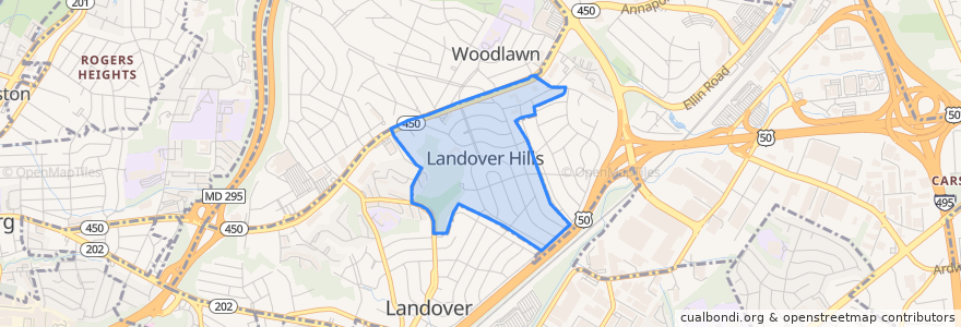 Mapa de ubicacion de Landover Hills.