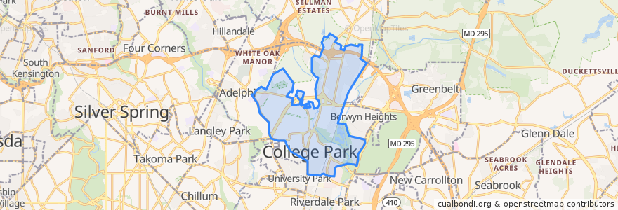 Mapa de ubicacion de College Park.