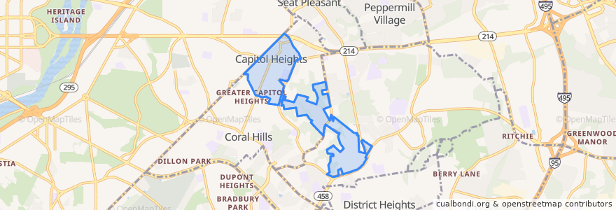 Mapa de ubicacion de Capitol Heights.