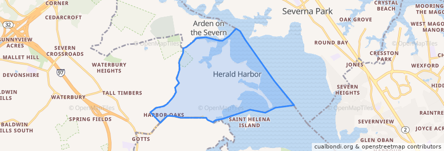 Mapa de ubicacion de Herald Harbor.