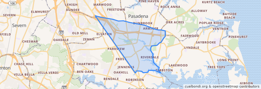 Mapa de ubicacion de Pasadena.