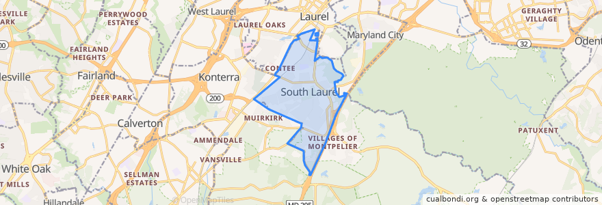 Mapa de ubicacion de South Laurel.