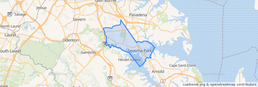 Mapa de ubicacion de Severna Park.