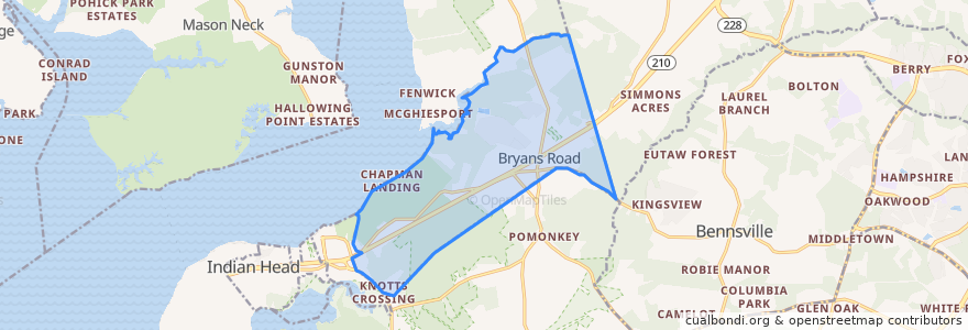 Mapa de ubicacion de Bryans Road.