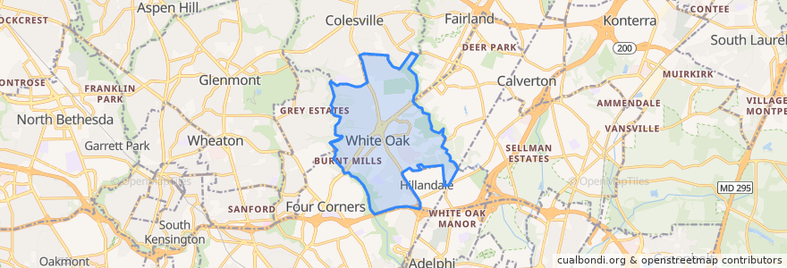 Mapa de ubicacion de White Oak.