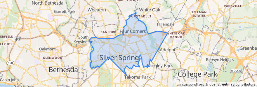 Mapa de ubicacion de Silver Spring.