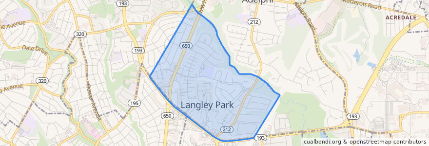 Mapa de ubicacion de Langley Park.