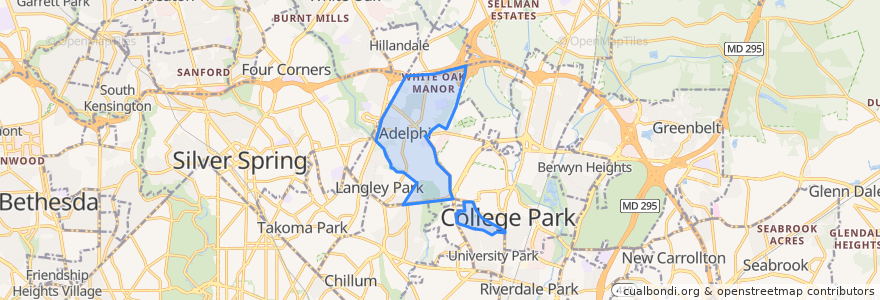Mapa de ubicacion de Adelphi.