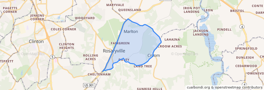 Mapa de ubicacion de Marlton.