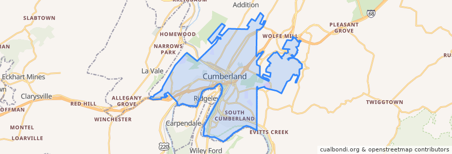 Mapa de ubicacion de Cumberland.