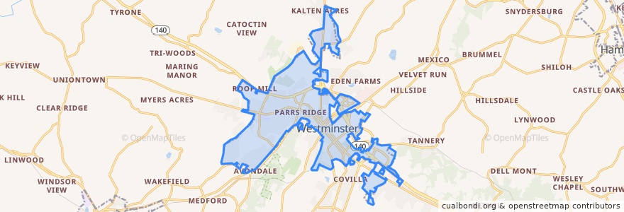 Mapa de ubicacion de Westminster.