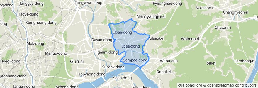 Mapa de ubicacion de 양정동.