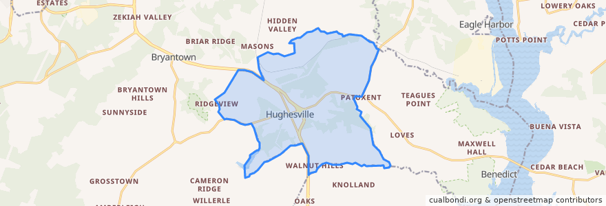 Mapa de ubicacion de Hughesville.